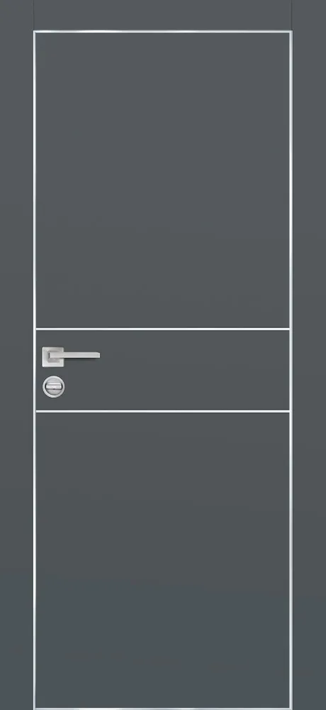 Межкомнатная дверь ПХ-15  AL кромка с 4-х ст. Графит матовый